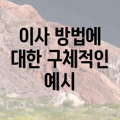 이사 방법에 대한 구체적인 예시