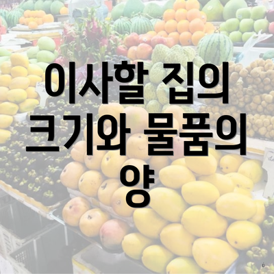 이사할 집의 크기와 물품의 양