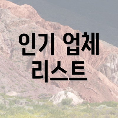 인기 업체 리스트