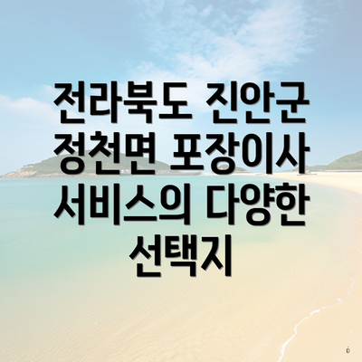 전라북도 진안군 정천면 포장이사 서비스의 다양한 선택지