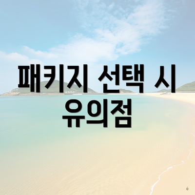 패키지 선택 시 유의점