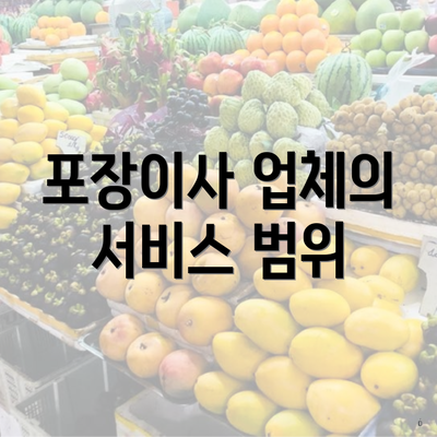 포장이사 업체의 서비스 범위