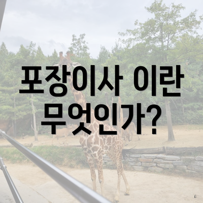 포장이사 이란 무엇인가?