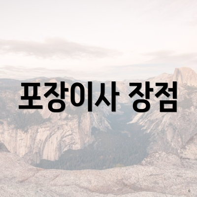 포장이사 장점
