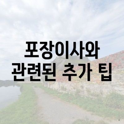 포장이사와 관련된 추가 팁