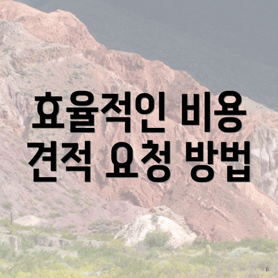 효율적인 비용 견적 요청 방법