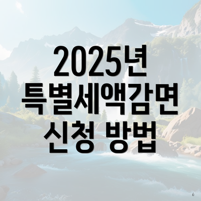 2025년 특별세액감면 신청 방법