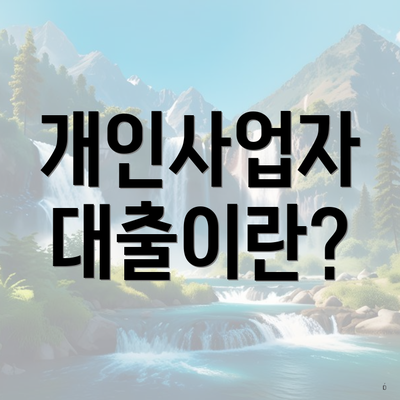 개인사업자 대출이란?
