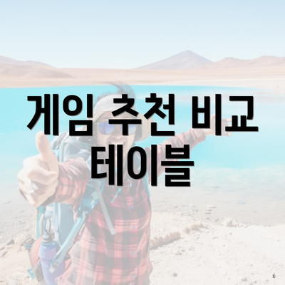 게임 추천 비교 테이블