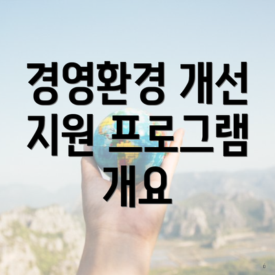 경영환경 개선 지원 프로그램 개요