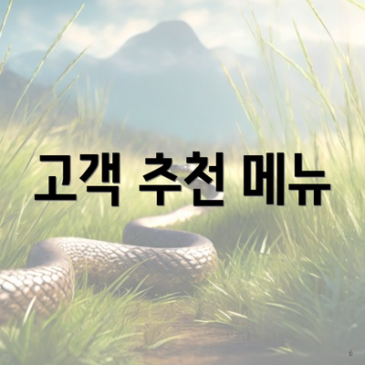 고객 추천 메뉴