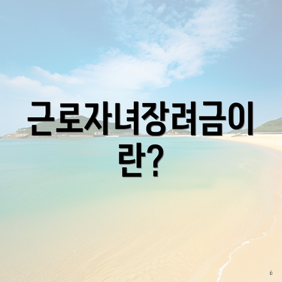 근로자녀장려금이란?