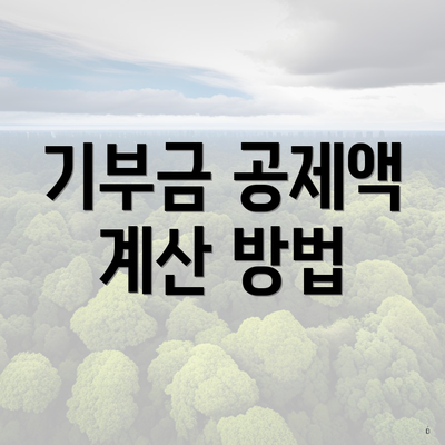 기부금 공제액 계산 방법