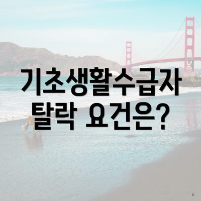 기초생활수급자 탈락 요건은?