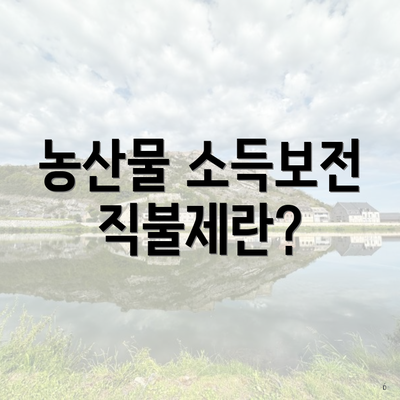 농산물 소득보전 직불제란?