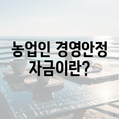 농업인 경영안정자금이란?