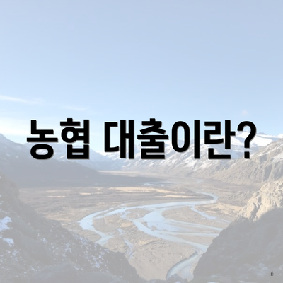 농협 대출이란?