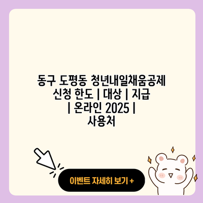 동구 도평동 청년내일채움공제 신청 한도 대상 지급 온라인 2025 사용처 resized