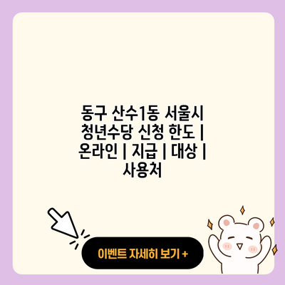 동구 산수1동 서울시 청년수당 신청 한도 온라인 지급 대상 사용처 resized