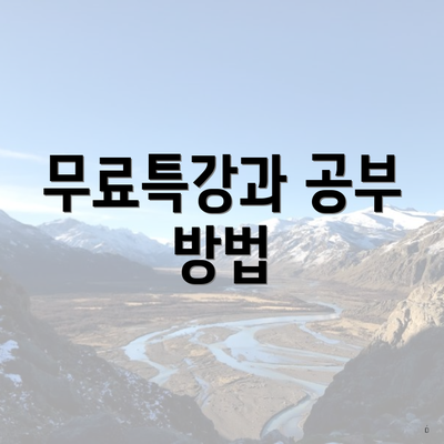 무료특강과 공부 방법