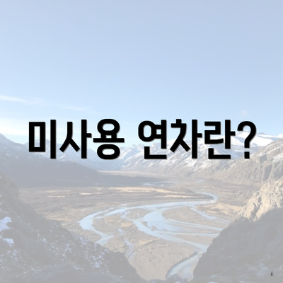 미사용 연차란?