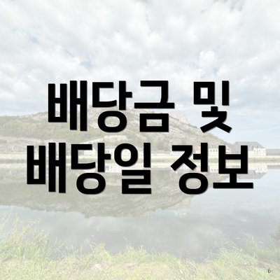 배당금 및 배당일 정보