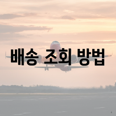 배송 조회 방법