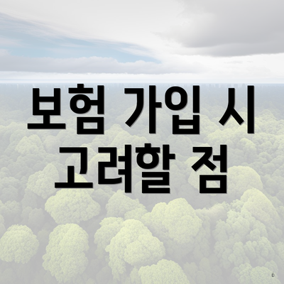 보험 가입 시 고려할 점