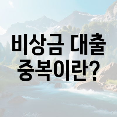 비상금 대출 중복이란?