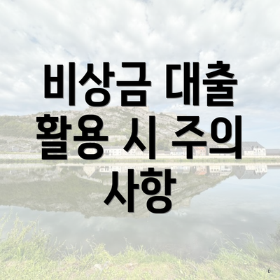 비상금 대출 중복 5 비상금 대출 활용 시 주의 사항
