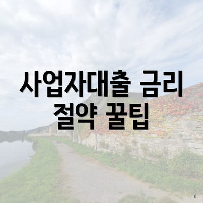 사업자대출 금리 절약 꿀팁