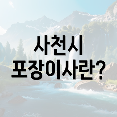 사천시 포장이사란?
