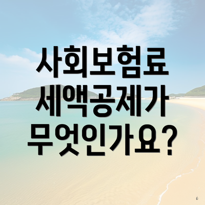 사회보험료 세액공제가 무엇인가요?