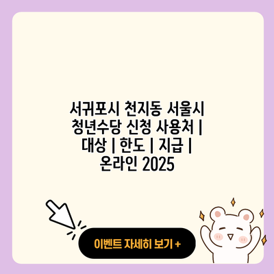 서귀포시 천지동 서울시 청년수당 신청 사용처 대상 한도 지급 온라인 2025 resized