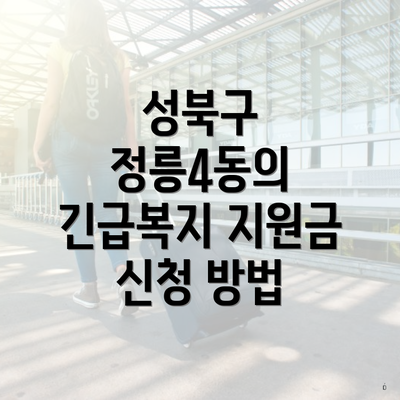 성북구 정릉4동의 긴급복지 지원금 신청 방법