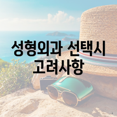 성형외과 선택시 고려사항