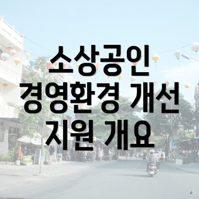 소상공인 경영환경 개선 지원 개요