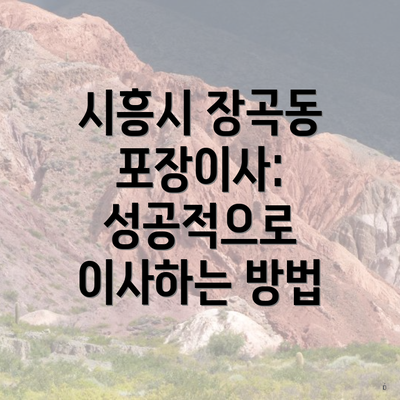 시흥시 장곡동 포장이사: 성공적으로 이사하는 방법