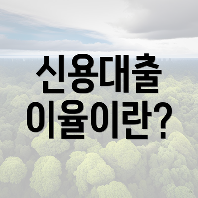 신용대출 이율이란?