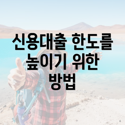 신용대출 한도를 높이기 위한 방법