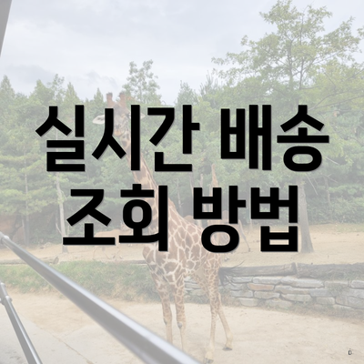 실시간 배송 조회 방법