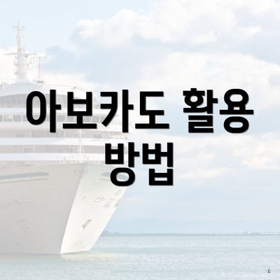 아보카도 활용 방법