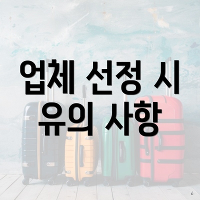 업체 선정 시 유의 사항