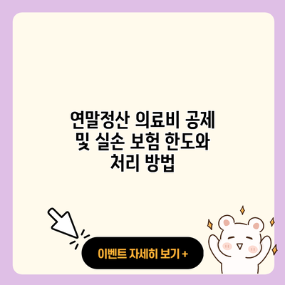 연말정산 의료비 공제 및 실손 보험 한도와 처리 방법 resized