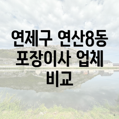 연제구 연산8동 포장이사 업체 비교