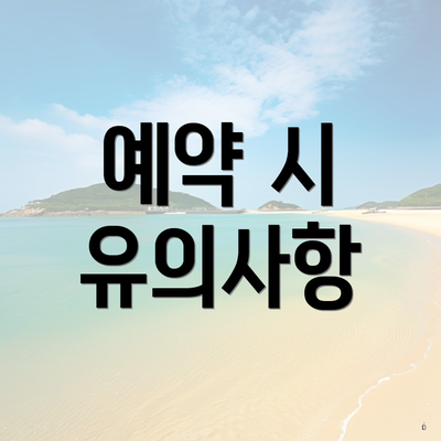 예약 시 유의사항