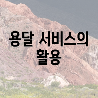 용달 서비스의 활용