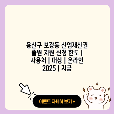 용산구 보광동 산업재산권 출원 지원 신청 한도 사용처 대상 온라인 2025 지급 resized