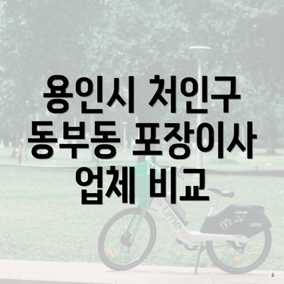 용인시 처인구 동부동 포장이사 업체 비교