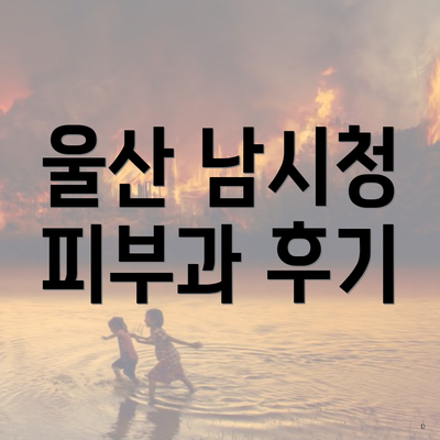 울산 남시청 피부과 후기